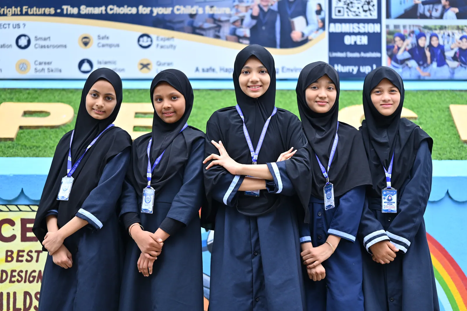 Students standing together in school uniform